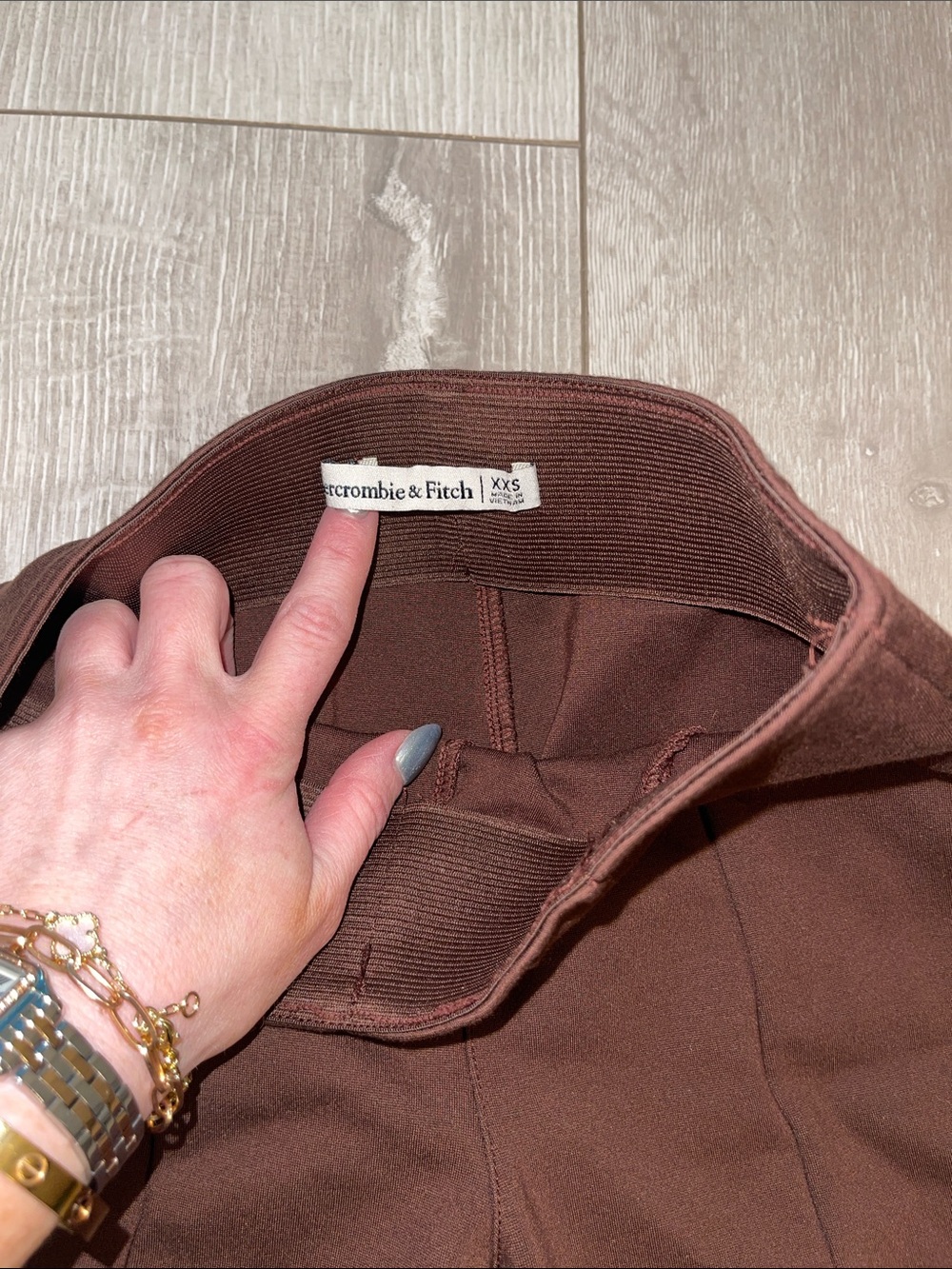 🎀🥥🤍Abercrombie & Fitch Women's Brown Flared Pants legging slit detail XXS🤍🥥🎀 - Picture 5 of 6